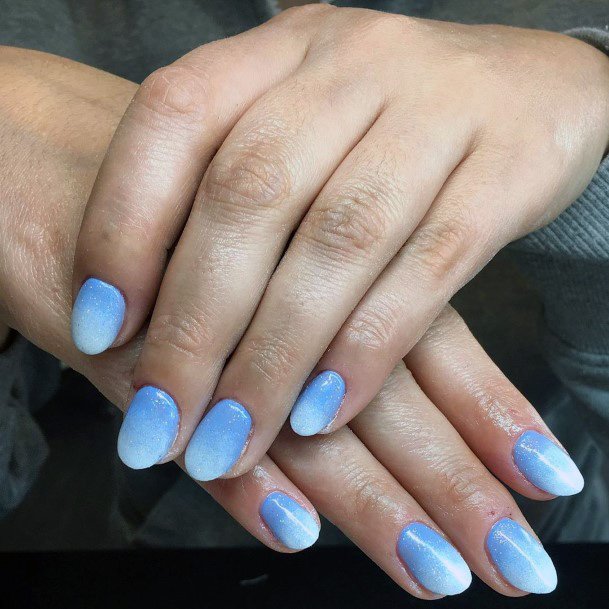 Light Blue Ombre Effect Nails Women