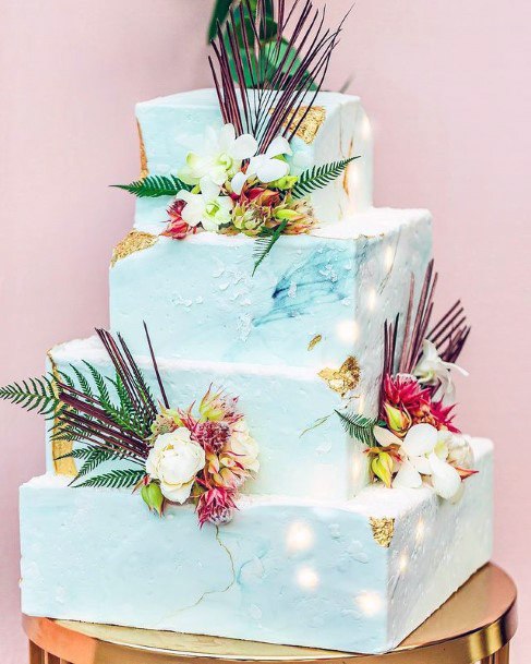 Light Blue Square Wedding Cake