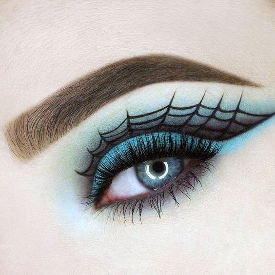 Light Blue Webbed Halloween Eyeshadow Women