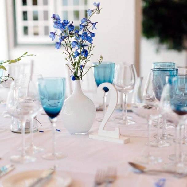 Light Blue Wedding Flowers Dining Decor