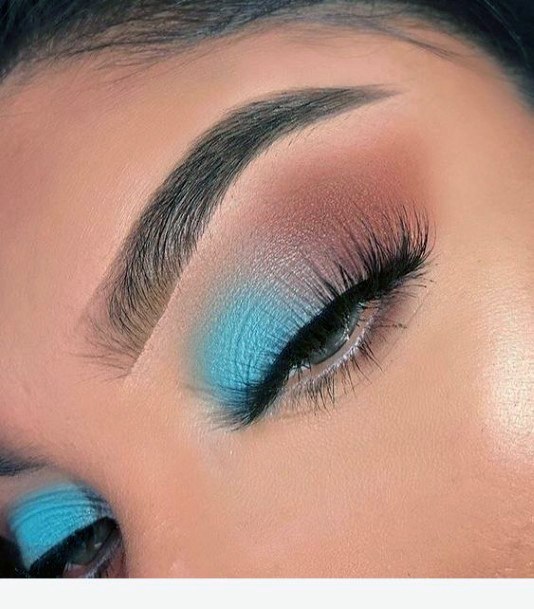 Light Blue With Coral Colored Eyeshadoe Women