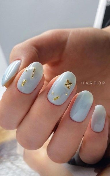 Light Blue Womens Feminine Light Blue Nails