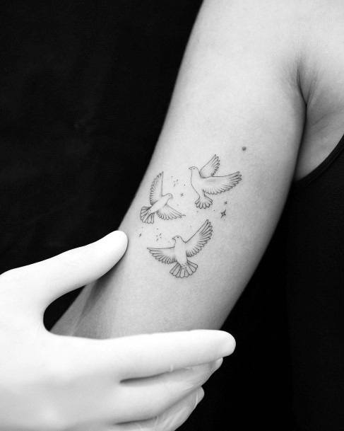 Light Flying Doves Tattoo Womens Arms