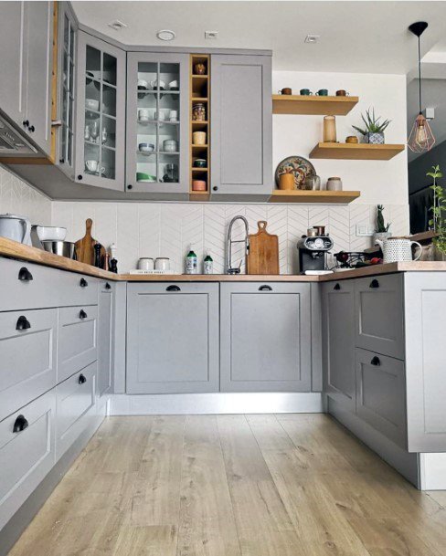 Light Grey Black Hardware Kitchen Cabinet Ideas