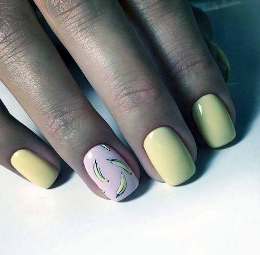 Light Mauve And Banana Pale Yellow Nails For Women