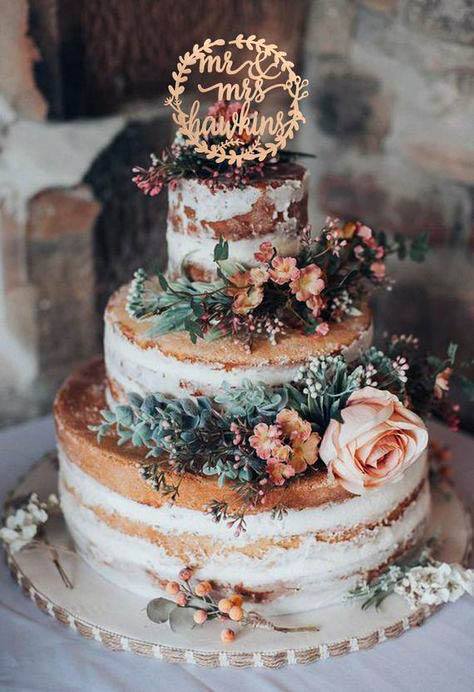 Light Orange And White Cake September Wedding Flowers