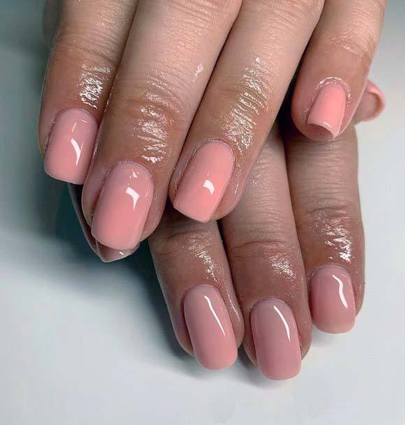 Light Peach Pink Polished Nail