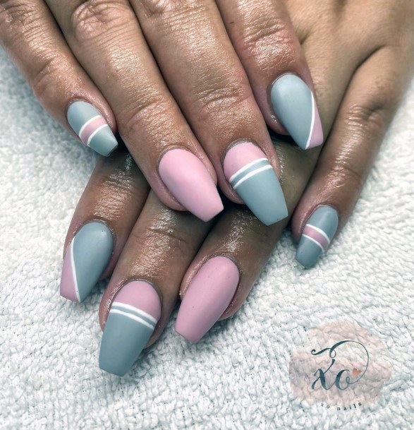 Light Pink And Grey Matte Nails For Women