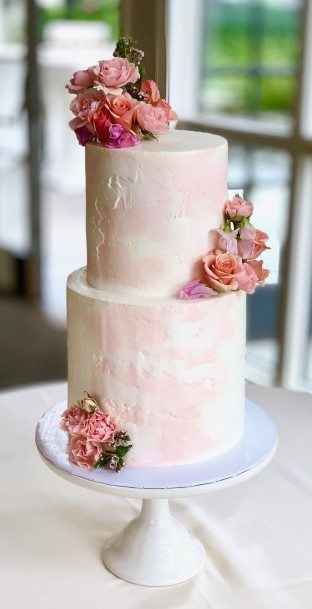 Light Pink Buttercream Wedding Cake