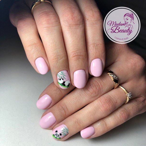 Light Pink Nails Panda Art