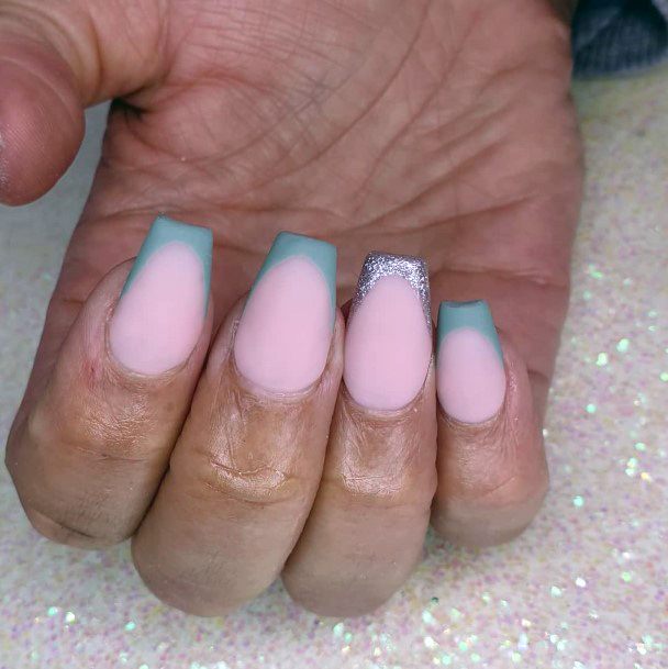 Light Pink Nails With Grey Matted Tip Women