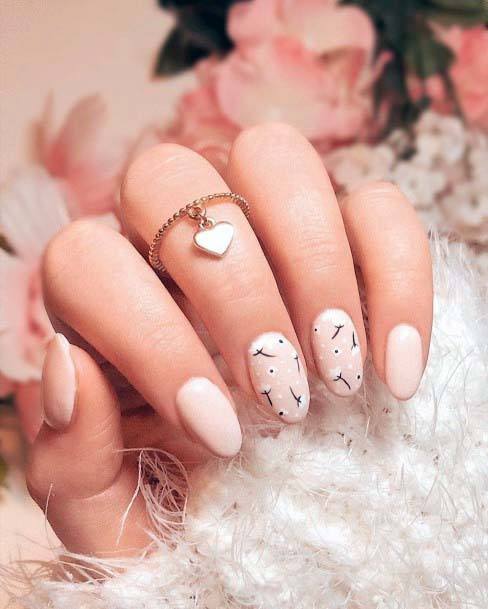 Light Pink Nails With Wishing Flower