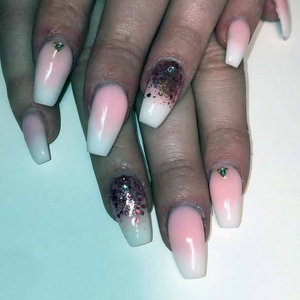 Light Pink Ombre With Magneta Glitters