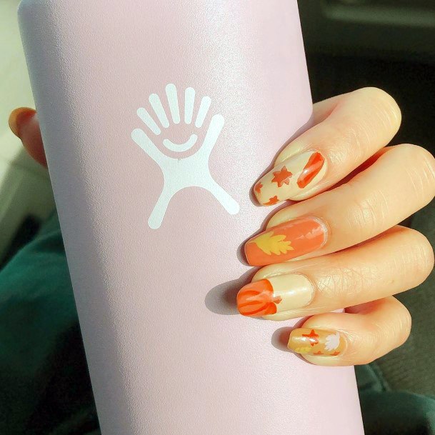 Light Pumpkin Orange Colored Nails For Women