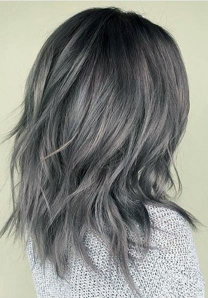 Light Semi Grey Soft And Long Hairstyles For The Semi Shy Woman
