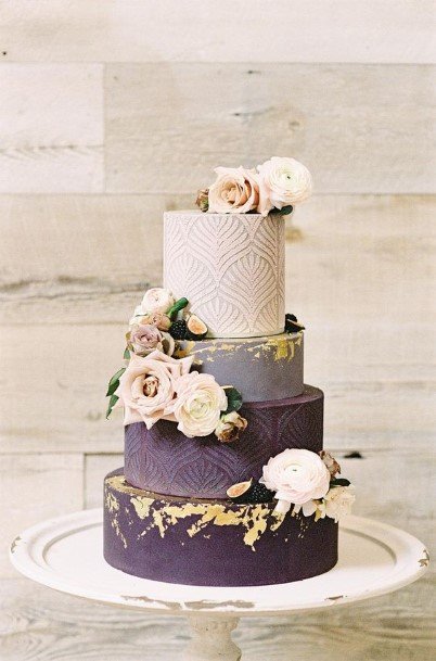 Light To Dark Purple Four Shaded Purple Wedding Cake