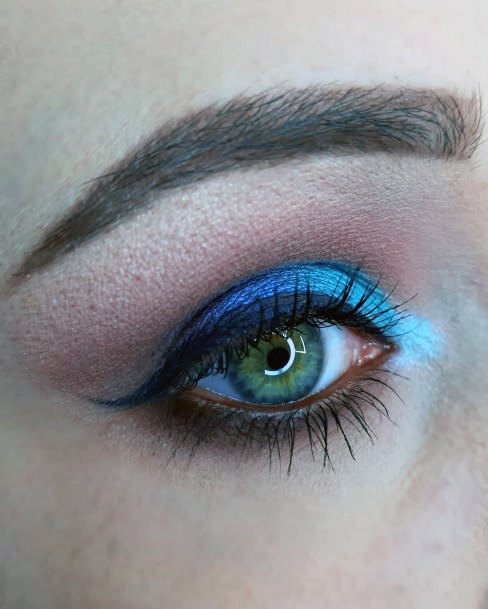 Lighted Up Blue Eyeshadow With Brown Highlights Women