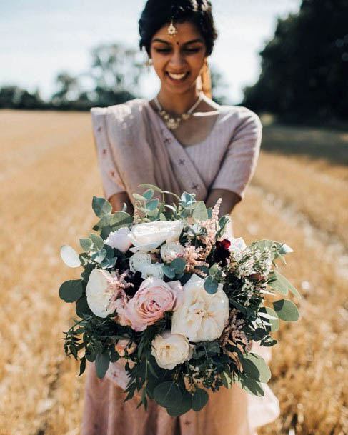 Lilac Lace And Rose Wedding Bouquet