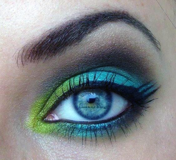 Lime Blue And Green Eyeshadow Women