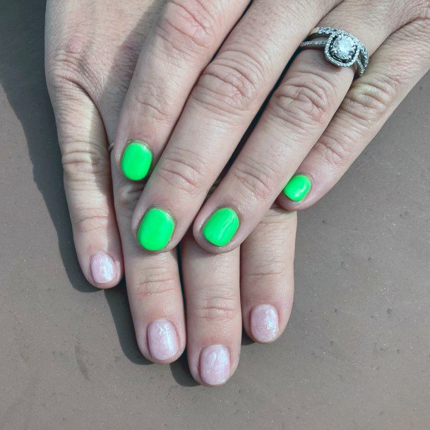 Lime Green And Pink Nails