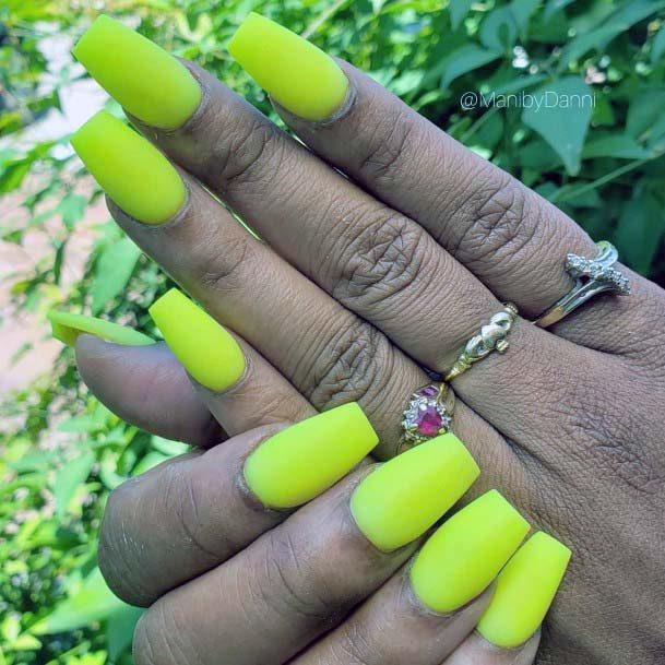 Lime Greenish Bright Yellow Nails For Women