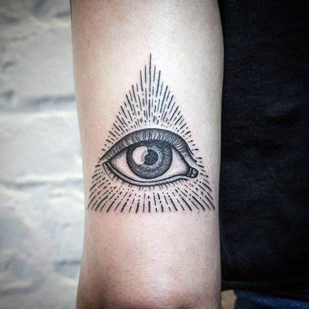 Lined Art Eye Tattoo Womens Hand