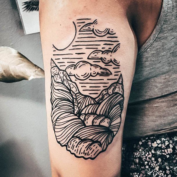 Linework Decorative Looks For Womens Cloud Tattoo