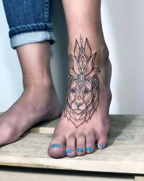 Lioness Tattoo Womens Foot