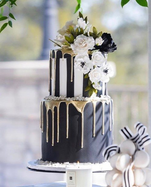 Liquid Gold On Black Wedding Cake