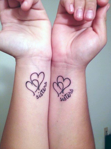 Locked Hearts Sister Tattoo Wrist