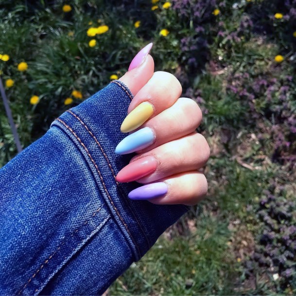 Long Almond Shaped Colorful Nail Ideas For Women