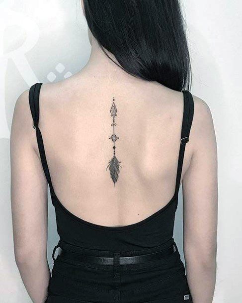 Long Arrow Tattoo Womens Back