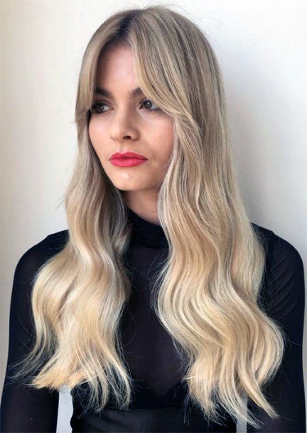 Long Blonde Hair With Long Fringe Inspiration For Women