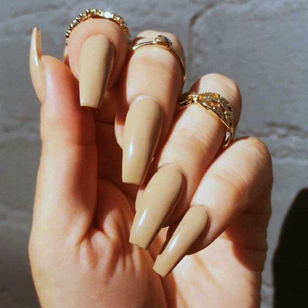 Long Brownish Nude Nails For Women