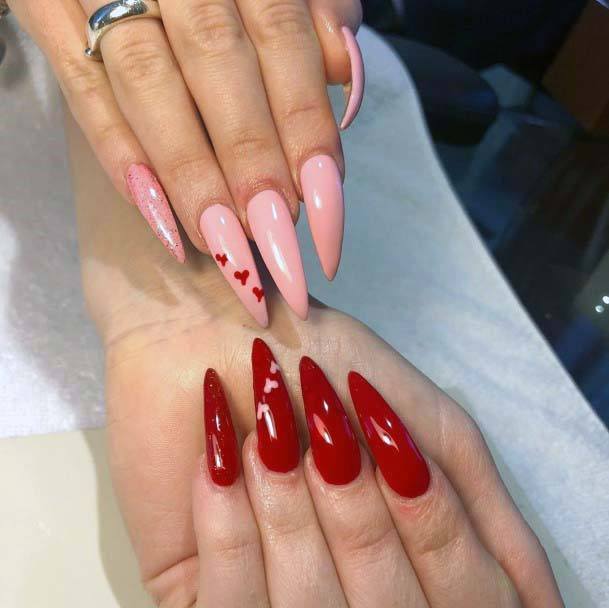 Long Clawed Nails Red And Pink For Women