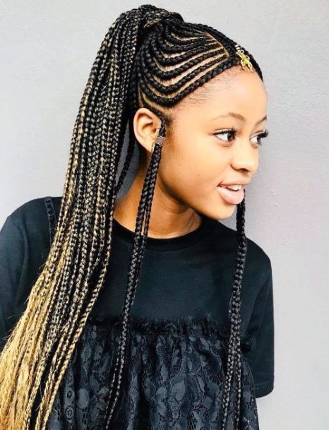 Long Cornrows Ponytail Hairstyles For Black Women