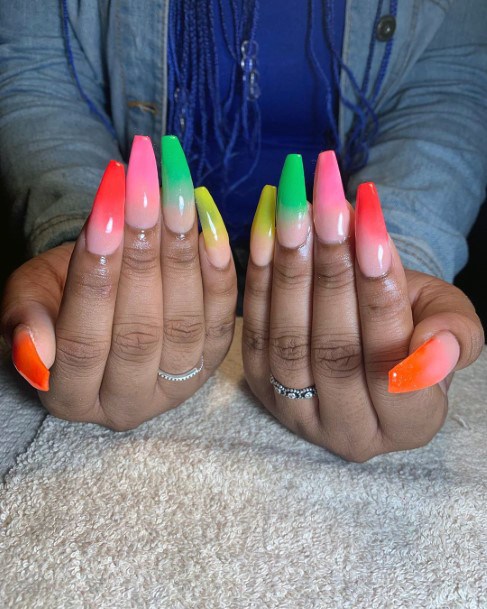 Long Cute Colorful Trendy Ombre Nail Inspiration For Women