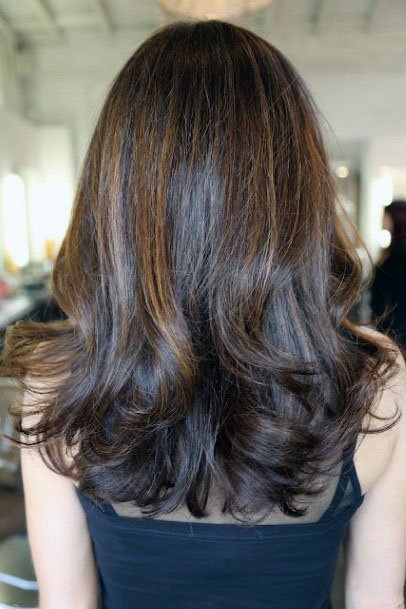 Long Dark Brown Soft Wave Ends And Layered Throughout