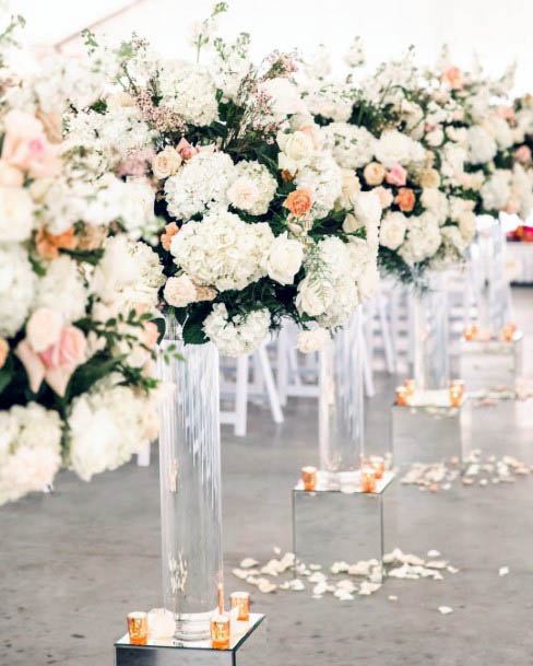 Long Glass Vase Spring White Spring Flowers