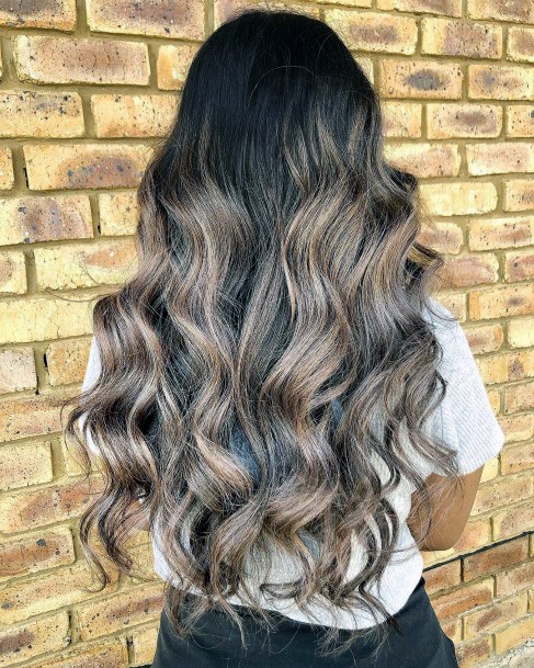 Long Hair Female Black Roots And Icy Black Ends Thick Curls