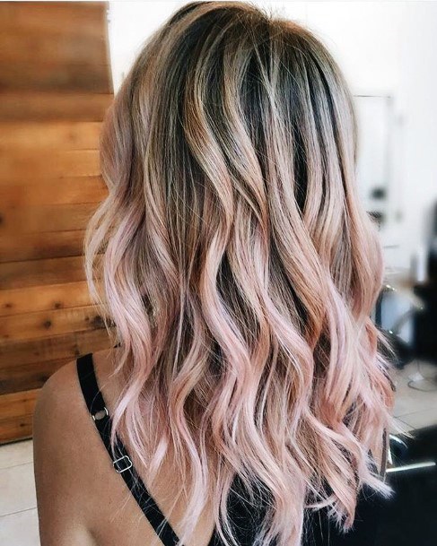 Long Hair With Ombre Sherbet Pink Ends And Wavy Style