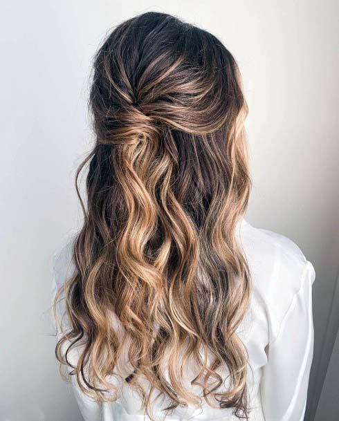 Long Haired Female With Sandy Brown Hair Half Tie Twist Back