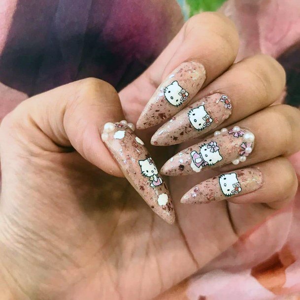 Long Hello Kitty Nails Art