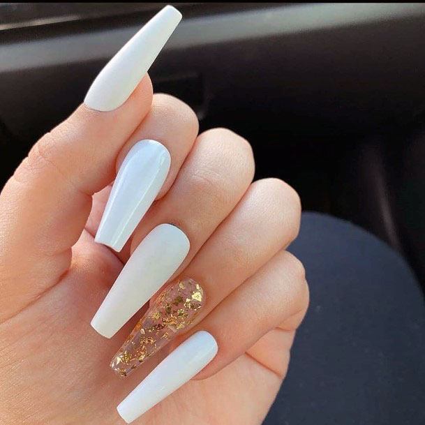 Long Ivory White Gel Nails Women