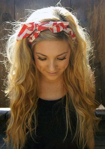 Long Medium Blonde With Loose Waves And Scarf Pull Back
