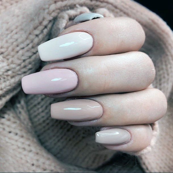 Long Nails With Nude Themed Colors Womens