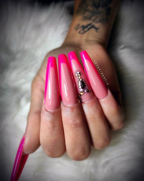 Long Pink Nail For Ladies