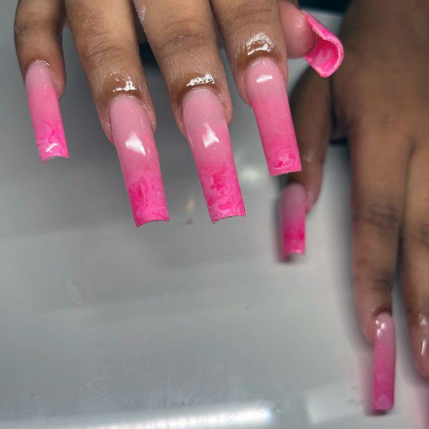 Long Pink Nails For Girls