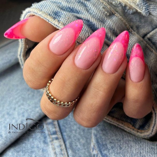 Long Pink Womens Feminine Long Pink Nails