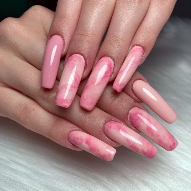 Long Pink Womens Nail Designs